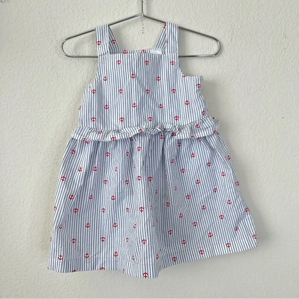 Carter’s Just One You white blue pinstripe red anchor print dress nautical